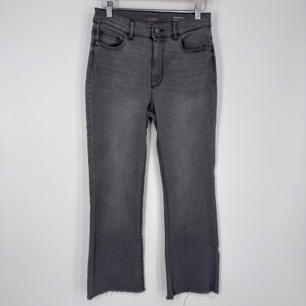 DL1961‎ Bridget Boot Jeans Womens 27 Gray High Rise Instasculpt Crop Raw Hem